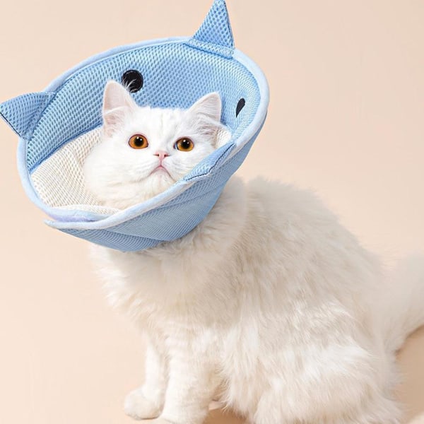 Cat Cone Halsband Bekvämt Förhindrar Bitande Slickning Justerbart Andas katthalsband leikkauksen jälkeen eller skador Blue L