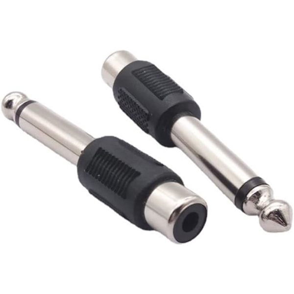 10 stk 6,35 mm til RCA hun-adapter Jack 1/4 Phono til jack-stik lydadapter