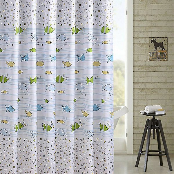 Lasten kylpyhuoneen suihkuverhot vedenpitävät pestävät sarjakuvakalaverhot 180x200cm