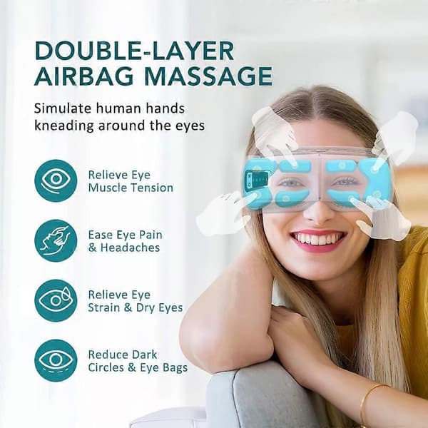【BQ】Trådløs elektrisk øjenmassager Bluetooth lufttryk vibrationsmassage