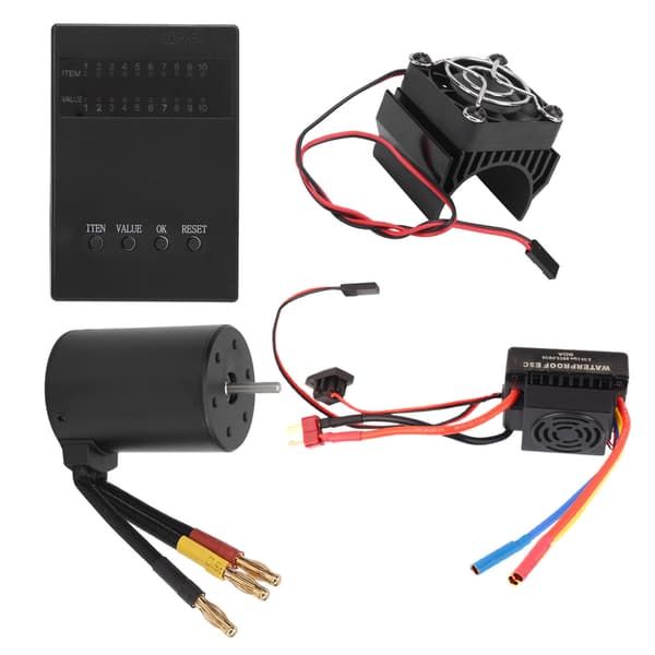 3650 3600KV Børsteløs Motor 60A ESC Programmeringskort Køleplade Combo til 1/8 1/10 RC Biler