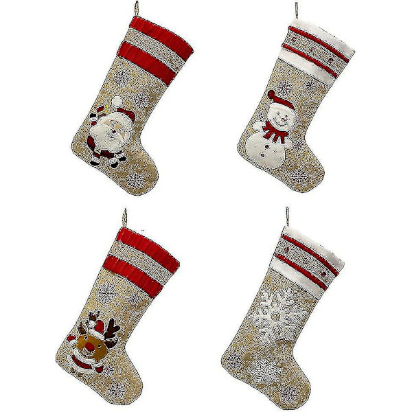 1 st julstrumpor, presenter och hängstrumpor Julgransdekoration (brun)