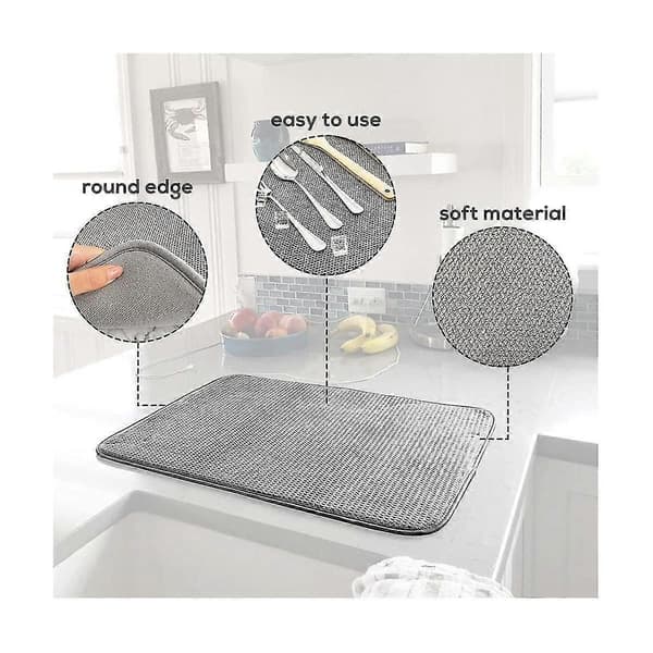 Diskmatta, absorberande mikrofiberdiskmattor för köksbänkskiva 20x15 tum, disk GreyBlueBeige