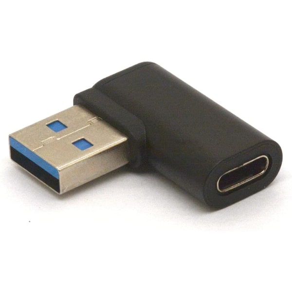2-pack rätvinklig USB C till USB adapter - USB 3.0 hane till USB C hona (svart)