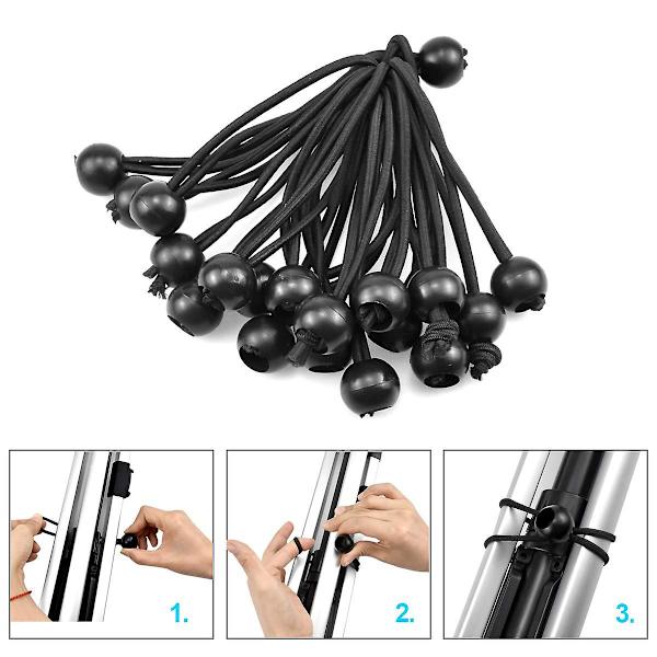 Bungee-snören, presenningssnören 20 st Elastisk strängsnöre Svart omslagsrep Flexibel bungee-linor Kul presenningslina Justerbar