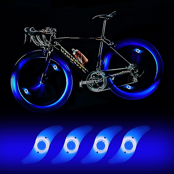 4 X Led cykelhjul lys med 3 blinkende tilstande Led cykelhjul lys-blå