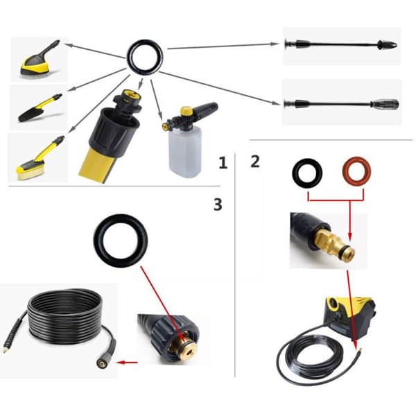 Tilbehør til højtryksrenser – Pakke med 20 O-ringe kompatible med Karcher K2 K3 K4 K5 K6 K7