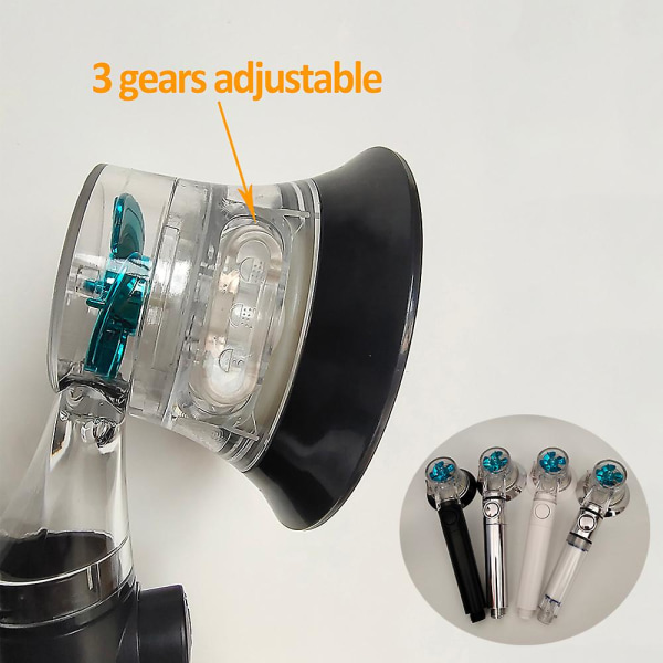 Högtrycksduschmunstycken Handhållen turbofläkt Dusch Hydro Jet duschhuvudsats med filter Turboladdat duschhuvud Transparent set