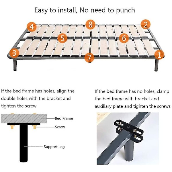 2stk Justerbar Højde Centerstøtteben Til Sengeramme, Seng Center Lamel Tung