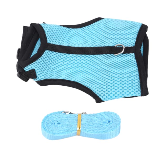 Justerbar Mini Pet Väst Sele och koppel Set - Ljusblå