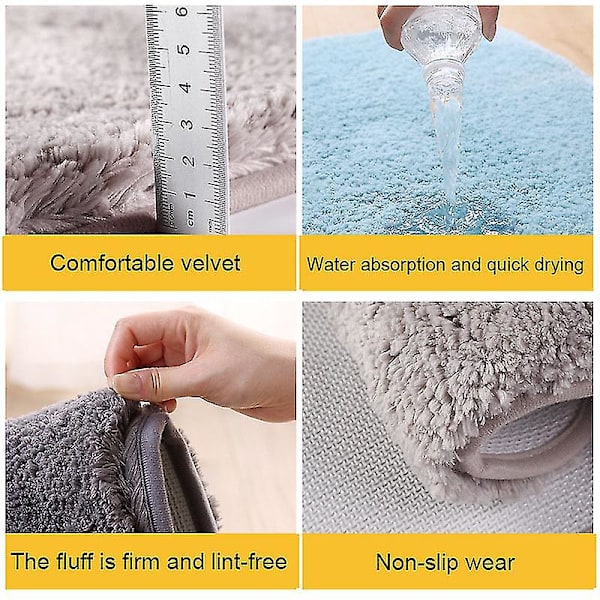 Skridsikre badeværelsestæppe Maskinvaskbar Bløde Absorberende Mikrofibre Mat Pink