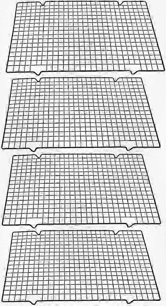 【BQ】4-delt køle- og bagegitter i rustfrit stål, bagegitter, ovnsikkert trådgitter 40,5 x 25,5 x 2 cm