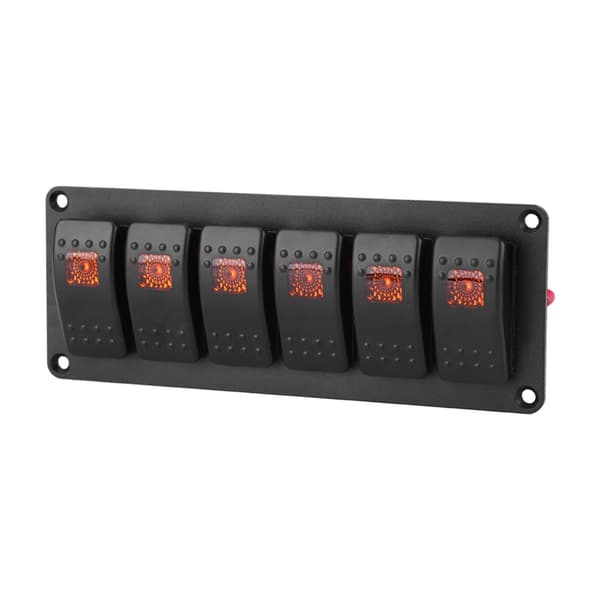 6 Gangs vippebryderpanel til bil RV Båd Yacht Marine - Orange LED