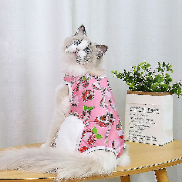 Cat Recovery Suit Cat Sterilization Kläder Andningshalsband Alternativ Red M