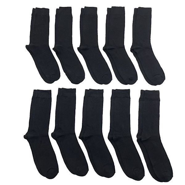 【BQ】Kæmmede bomuldsstrømper, 10 par (sorte) Sort Black 39-42