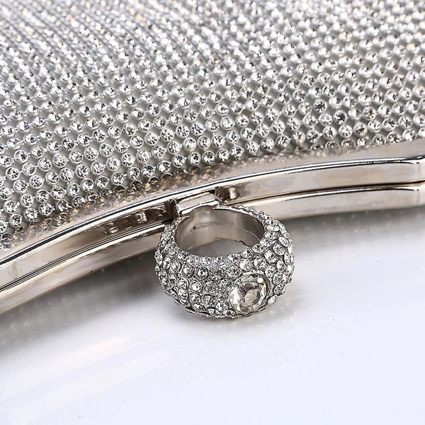 Kvinder Mode Aften Håndtaske Diamond Rhinestone Party Clutch Skulder Cross Taske Silver