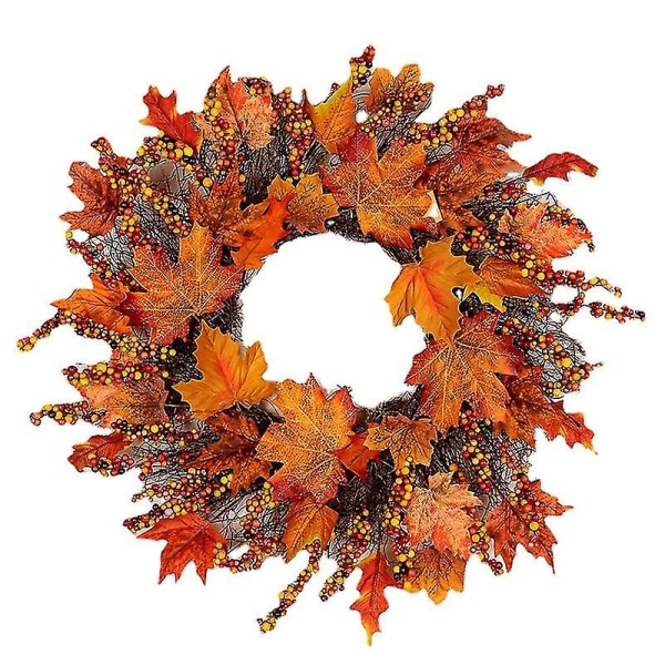 45 cm Gresskarkrans Høstfarge Lønneblad Jul Thanksgiving Dekor Garland