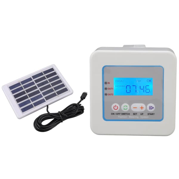 Mikro Automatisk Drypvandingssæt Programmerbar Timer Solar Multifunktion Vandingssprøjte LED-display