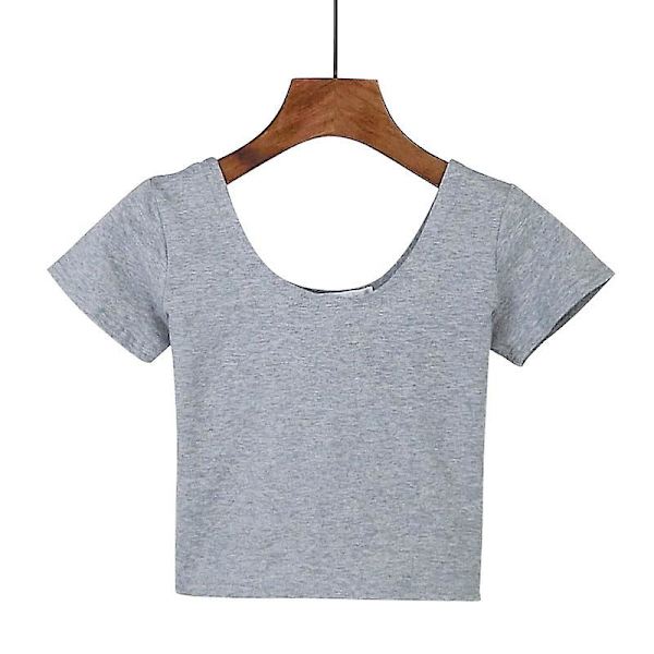 U-hals Sexet Crop Top Dame Kortærmet T-shirt T-shirt Basic Stretch T-shirts Kvinder Harajuku Slank Kvinder Top Til Kvinder Tøj B L