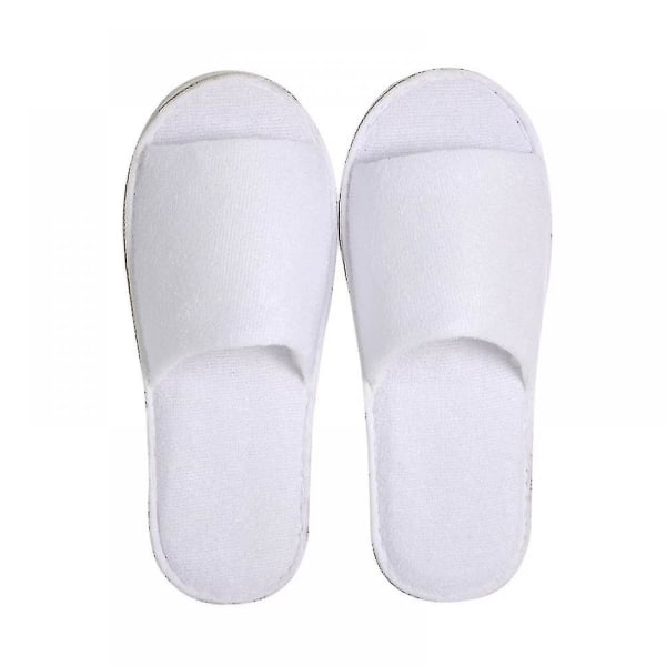 10 Pairs Open Toe Spa Slippers White Spa Hotel Guest Slippers, Fits Most Men And Women