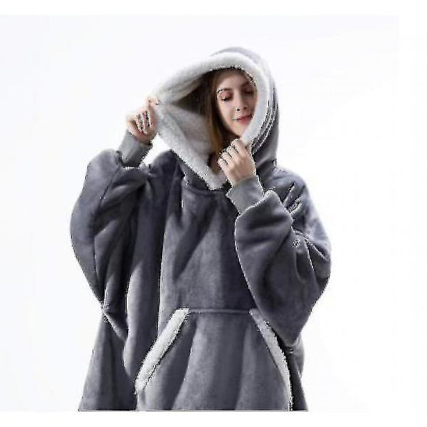 Oversized hoodie filt Bärbar lamm sammet Lazy filt