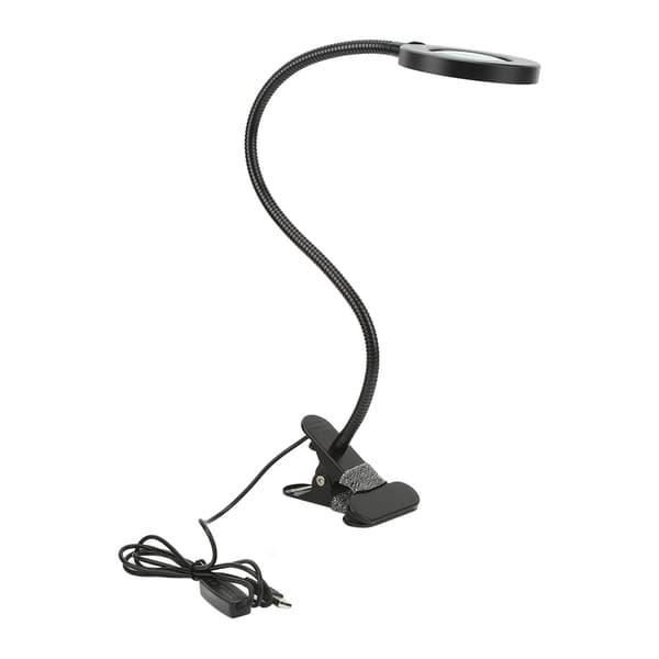 LED Forstørrelseslampe 3X Svanehals USB Justerbar Lysstyrke Lese Arbeidslys