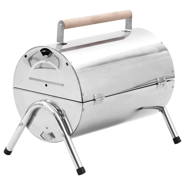 【BQ】vidaXL Bærbar kulgrill dobbelt rustfrit stål Silver Silver