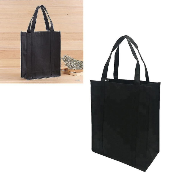 5 stk ikke-vevde stoffer handlepose Sammenleggbar gjenbrukbar veske for utendørs shopping (svart, 30x25x10cm)