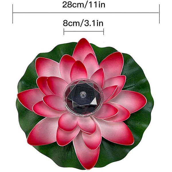 Flytende Lotus Light, Solar Powered Led Water Lily Flowers Kunstig Flower Night Lamp, White Purple