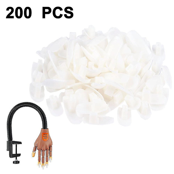 200 stk Nail Display Manikyr Supply For fleksibel Nail Practice Hand WHITE