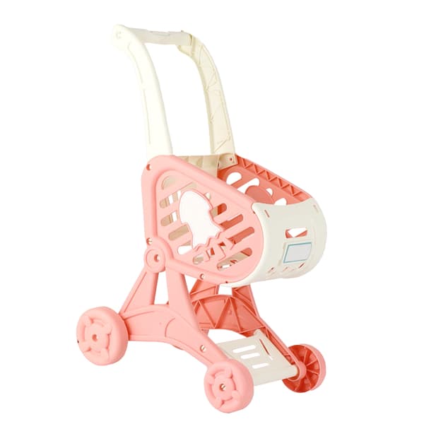 Lekehandlevogn for barn, supermarkedvogn for barn, simulering av handlelek, rosa
