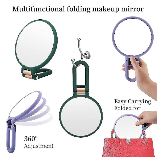 15x Magnifying Hand Held Mirror,double Side Folding Hand Mirror For Women With Adjustable Handle ,travel Table Desk Shaving Bathroom (army Green)