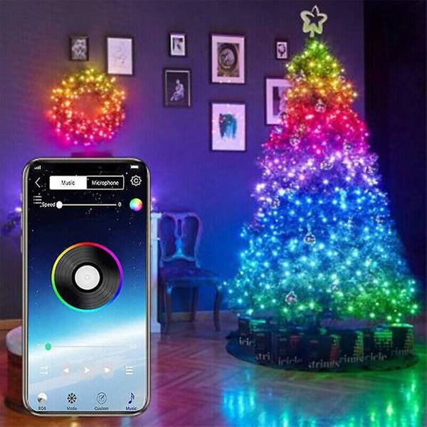 Usb Christmas Tree Fairy Lights Led String Lights Med Smart Bluetooth App Fjernbetjening, 2m 20 Lampe 5m 50 lamp