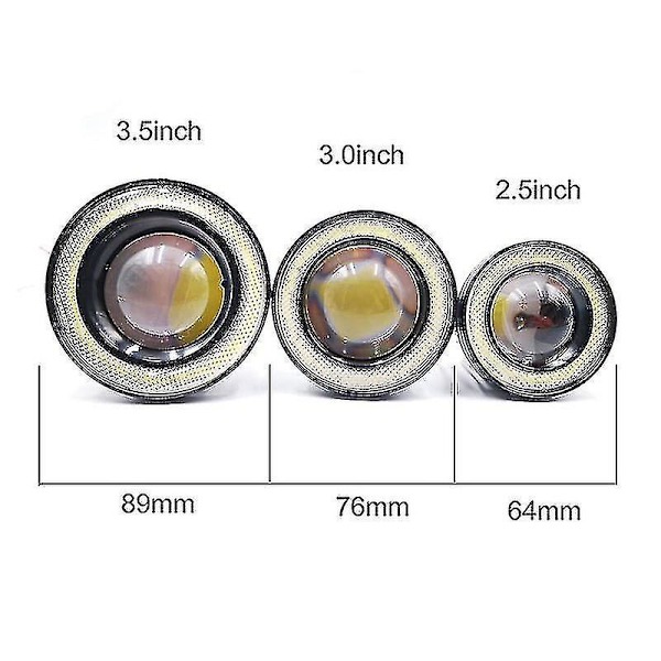 2kpl Auton Sumuvalo Angel Eyes Halo Ring Pyöreä Led Ajovalot Universal 3 inch Ice Blue