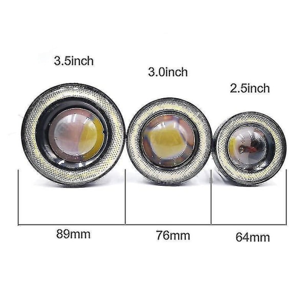 2kpl Auton Sumuvalo Angel Eyes Halo Ring Pyöreä Led Ajovalot Universal 3.5 inch Blue