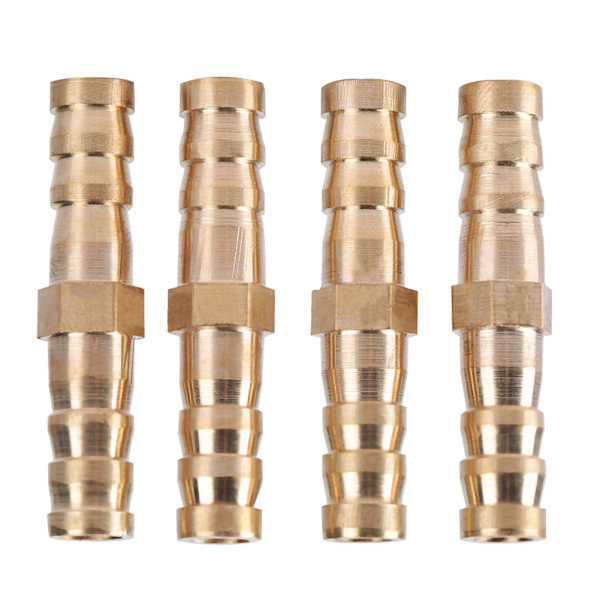 Messing Slange Studs Reducer Fitting 8mm til 8mm 4 Pakke