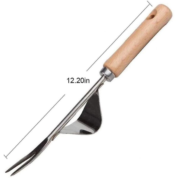 Hand Weeder Stainless Steel Manual Root Weeding Fork Wood Handle Weeding Tool