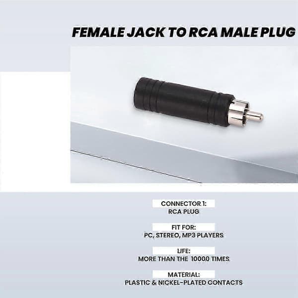 5x 6,35 mm 1/4 tommers mono hunnplugg til RCA hannplugg lydadapterkabelkonverterer