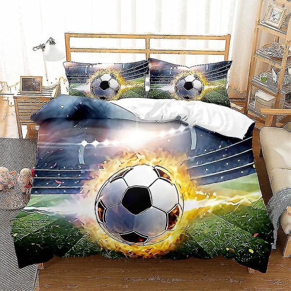 Sports Football Series Printed cover Tvådelat set Tredelad dekorativt cover för barns sovrum style 4 200*228three-piecesuit