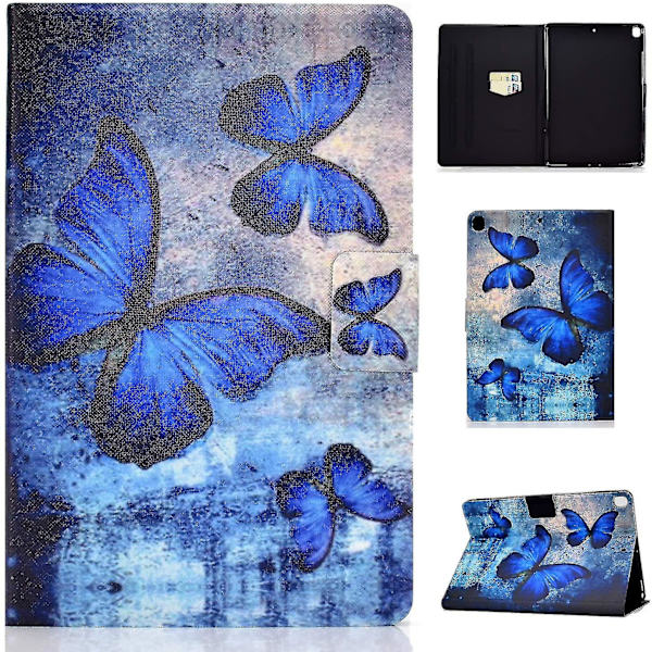 Ipad 10.2 Generation Beskyttende Cover Pu Læder Pung Flip Stativ Etui Med Kortspor Og Auto Sleep / Wake Up Funktion Til Ipad 10.2, Sommerfugl