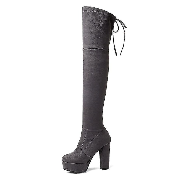 Storlek 34-43 Nya Over The Knee Boots Mocka Lår Stövlar med hög plattform Smal Sexiga Dam Vinterstövlar Dam Custom Made 3 dark gray