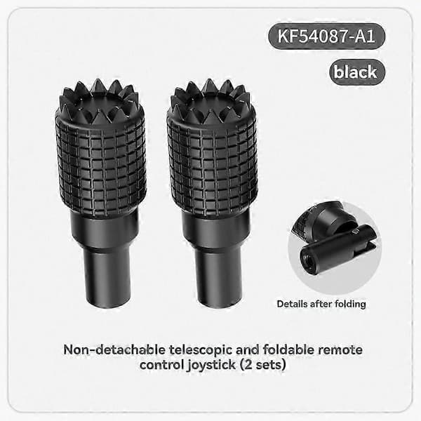 2 st silverfärgade tumvippa-joysticks för RC/RC2/RC Pro2-kontroll, teleskopiska fällbara spakar, ingen demontering Black