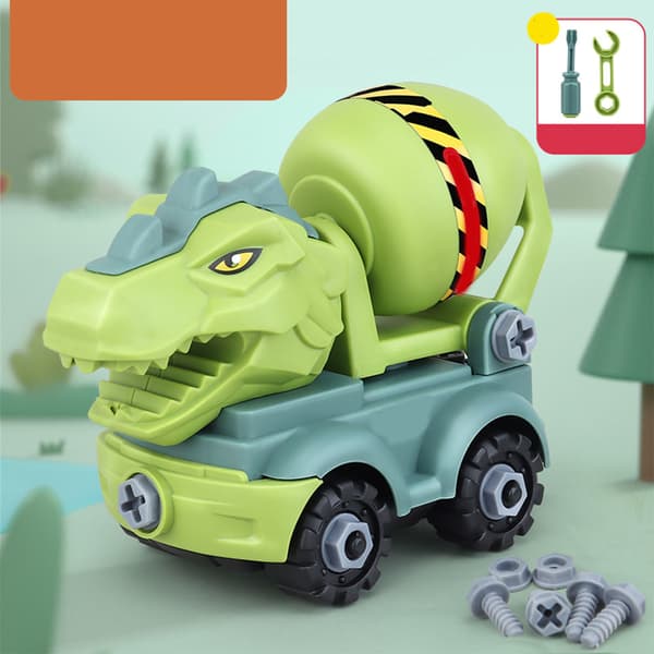 Dinosaur-tema Barnas Byggekjøretøy Scene Simulering DIY Montering Ingeniør Lastebiler Lekebiler Agitator Lastebil