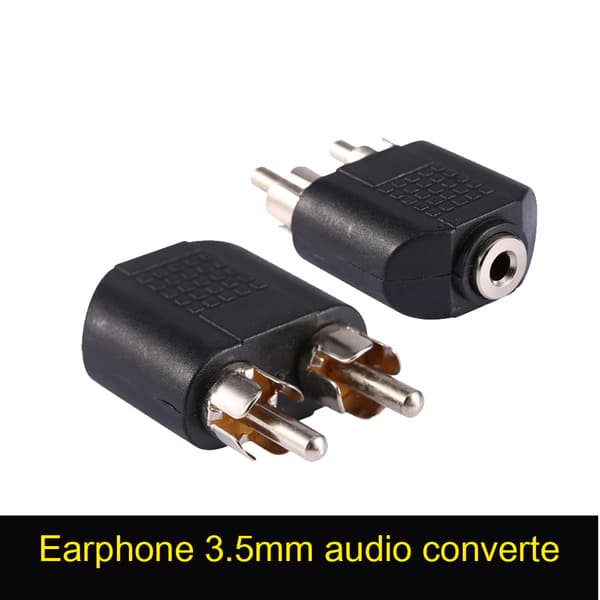 3,5 mm hunkontakt til dobbelt RCA han-splitteradapter