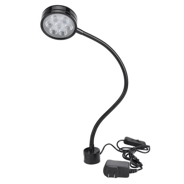 7W LED Skrivebordslampe Fleksibel Svanenhals med Magnetisk Base 110V 220V US Plugg