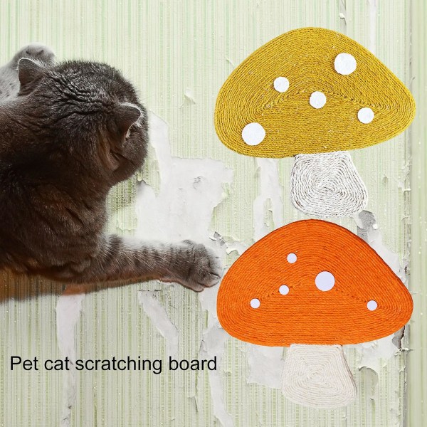 Cat Scratching Board Sugkopp Typ Handvävd Anti-repor Bittålig Slitbeständig Kloslipare Naturlig Sisal Svamp Cat Scratcher Möbel Orange