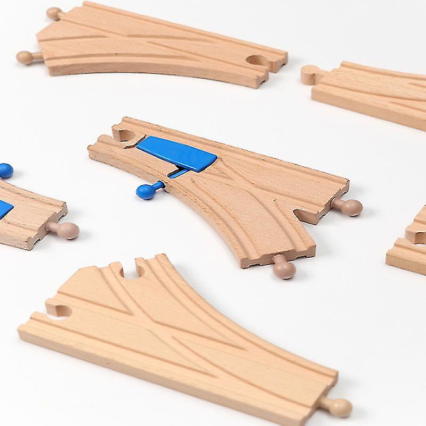 Hhcx-all Kinds Wooden Railway Train Track Accessories Beech Wooden Tracks Set Bridge Building Toys Parts Fit Biro Train Toy New WJ-JM-12-25