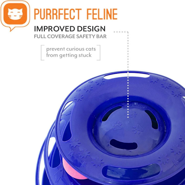 Cat Toys Interactive 3 Level Track Ball Kitty Toy Blue