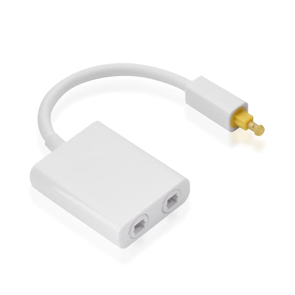 Toslink Digital Optisk Lydsplitter Adapter - 1 ind 2 ud (Hvid)