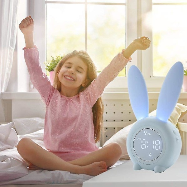 Børnevækkeur til børn, Børnevækkeure til piger, soveværelse, natlampe til børn, Touch Control- Pink Blue